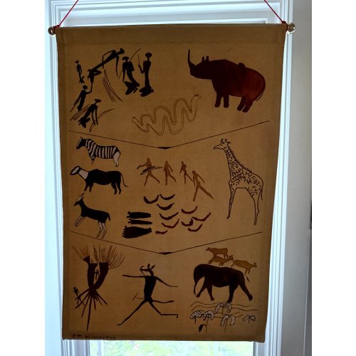 African Art Painting / Hanging signed EM Klimytys