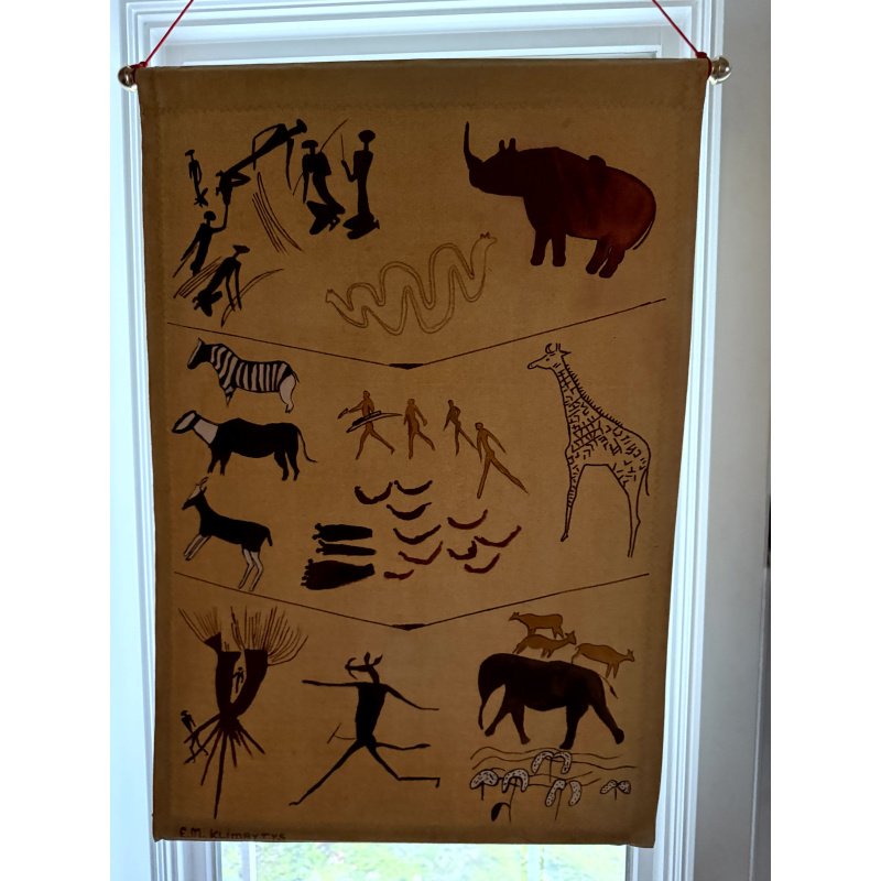 African Art Painting / Hanging signed EM Klimytys