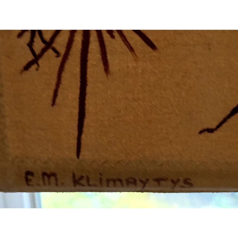 African Art Painting / Hanging signed EM Klimytys