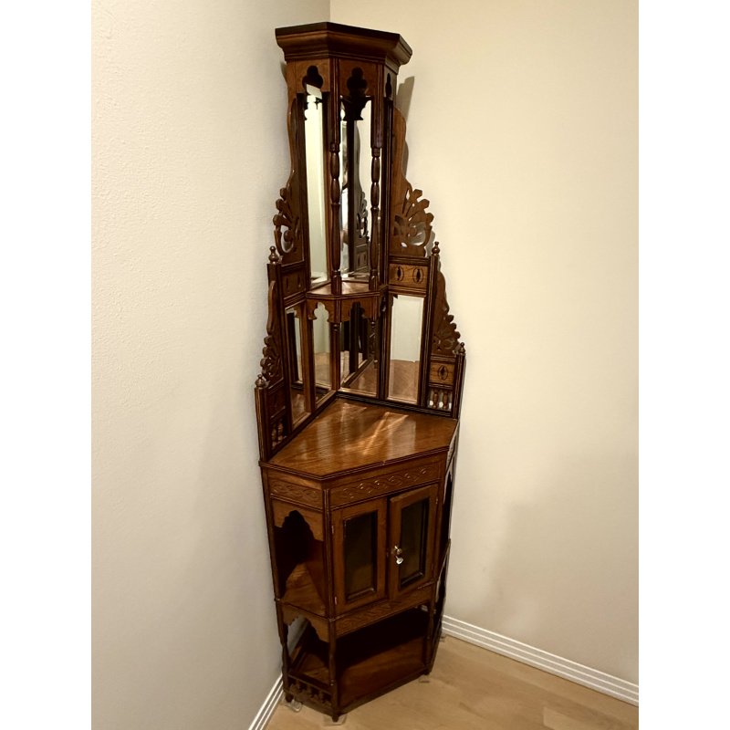 Antique Indian British Colonial Corner Cabinet