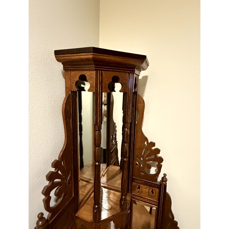 Antique Indian British Colonial Corner Cabinet