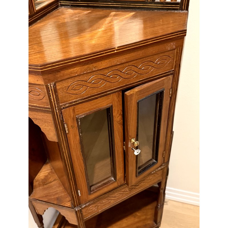 Antique Indian British Colonial Corner Cabinet