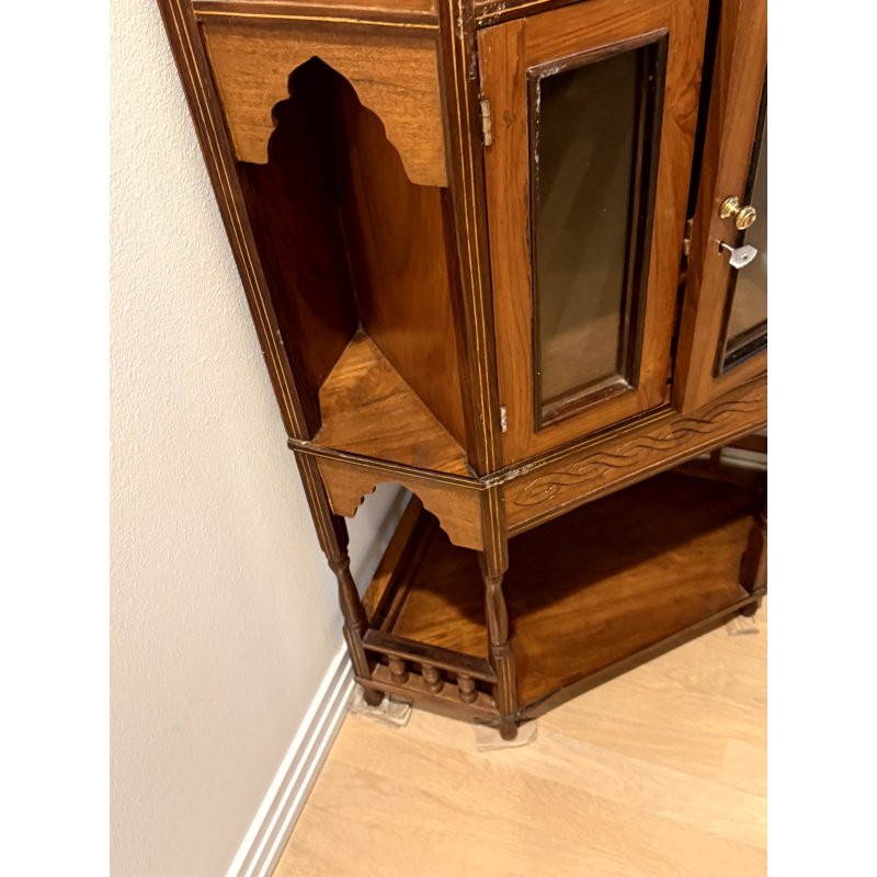 Antique Indian British Colonial Corner Cabinet