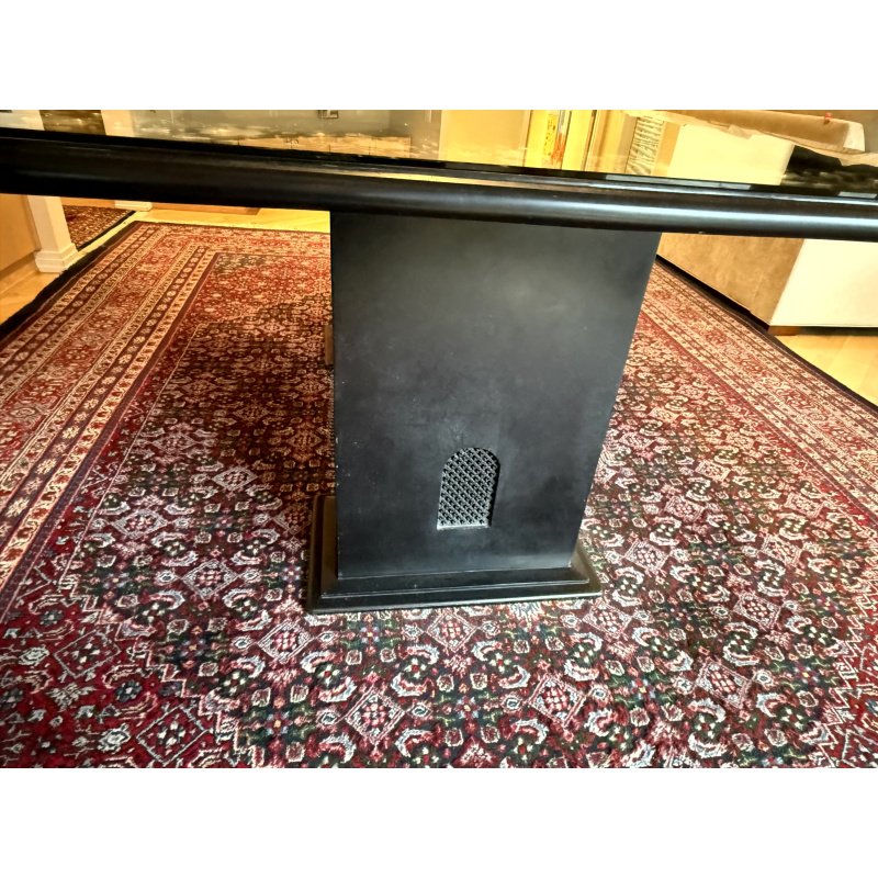 Agra Indian Marble Inlay Dining Table with Glass Cover