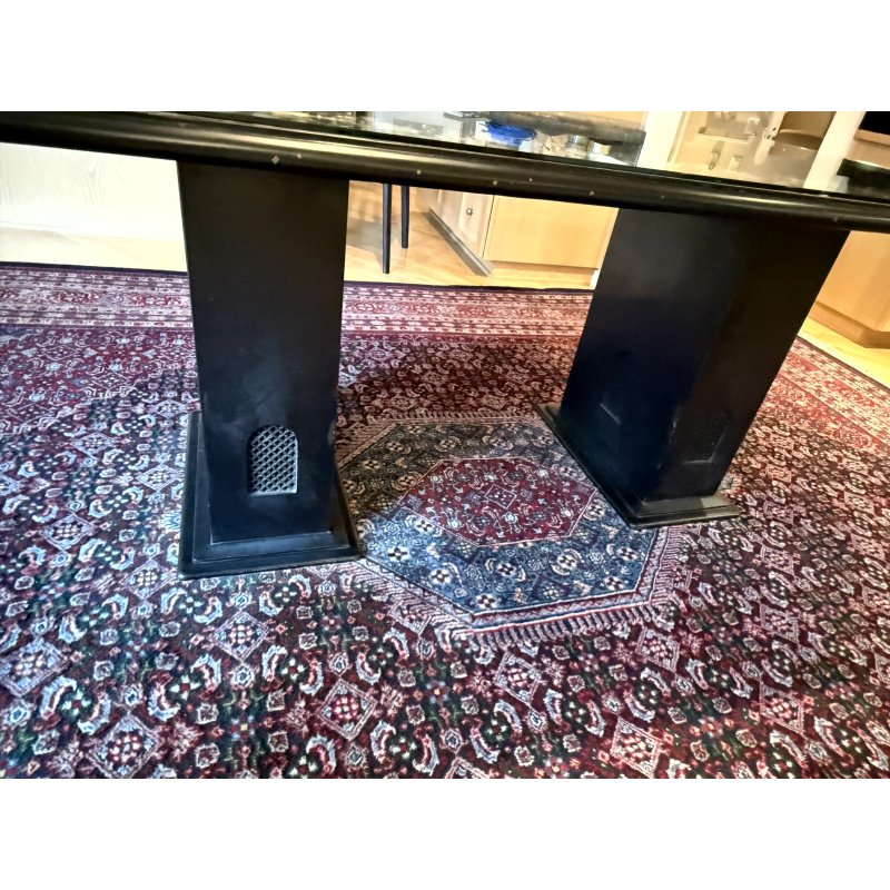 Agra Indian Marble Inlay Dining Table with Glass Cover