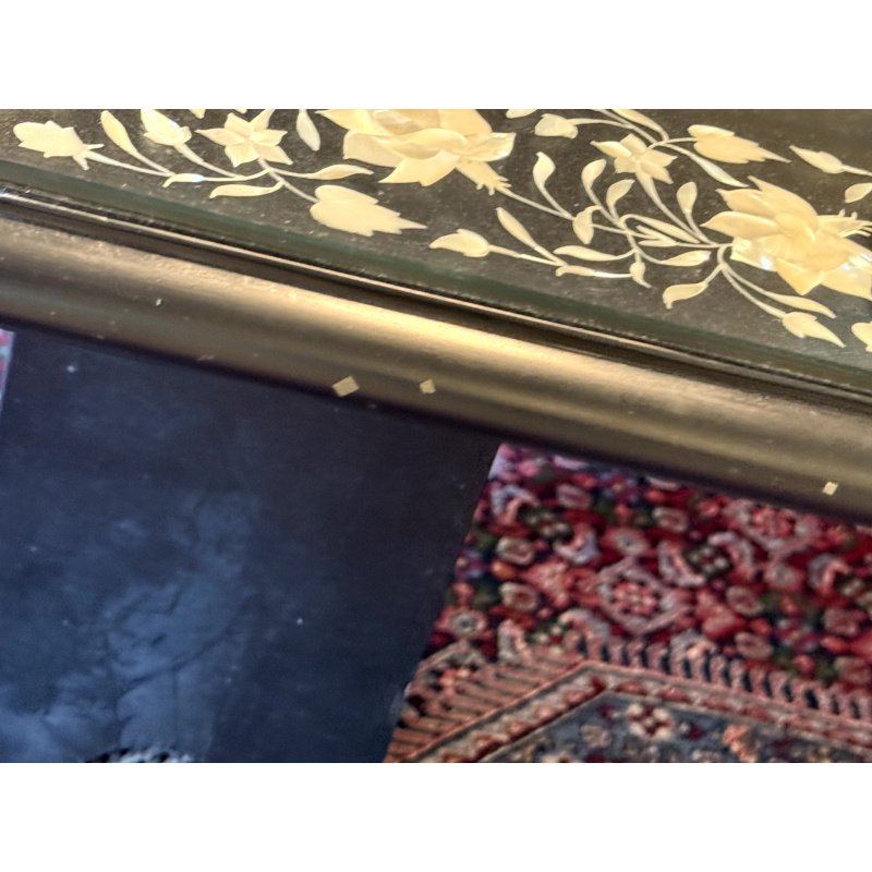 Agra Indian Marble Inlay Dining Table with Glass Cover