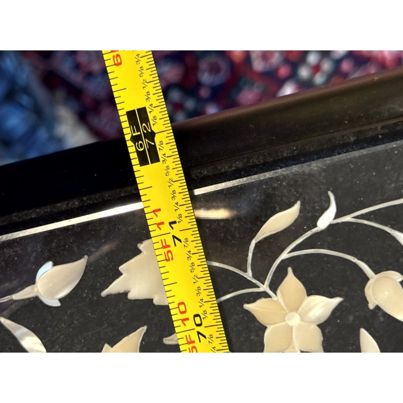 Agra Indian Marble Inlay Dining Table with Glass Cover