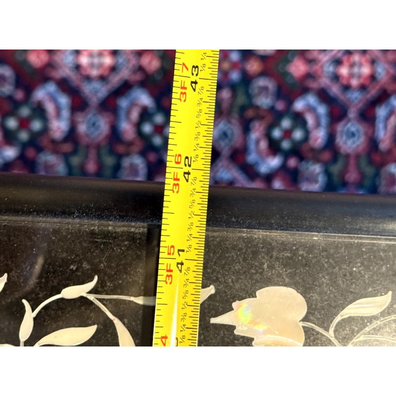 Agra Indian Marble Inlay Dining Table with Glass Cover