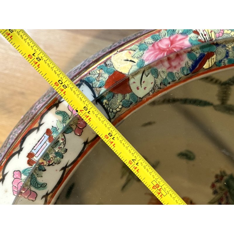 Chinese Famille Rose Large Fish Bowl with Glass Top