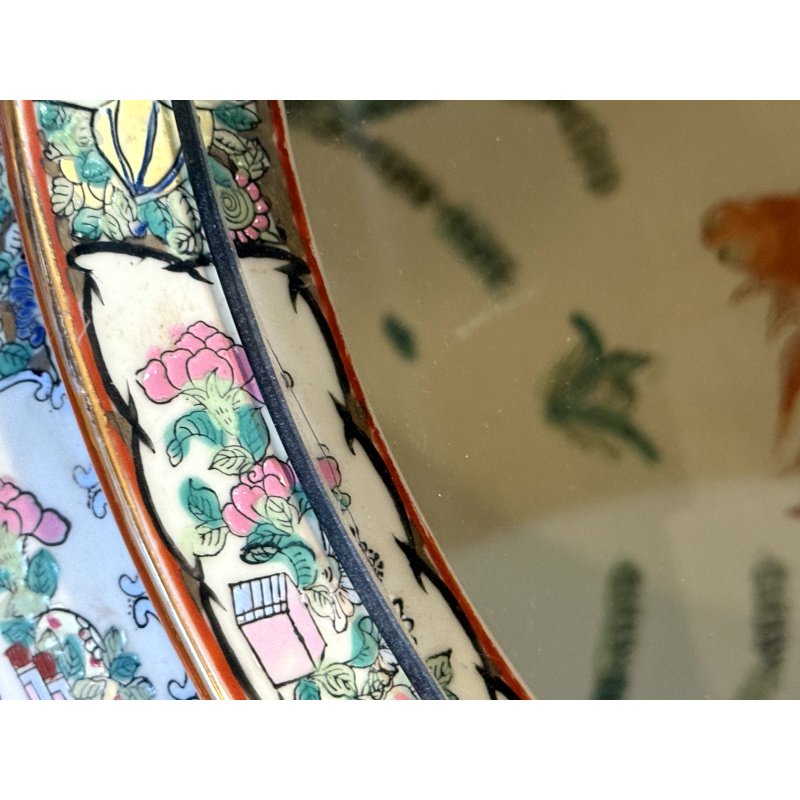 Chinese Famille Rose Large Fish Bowl with Glass Top