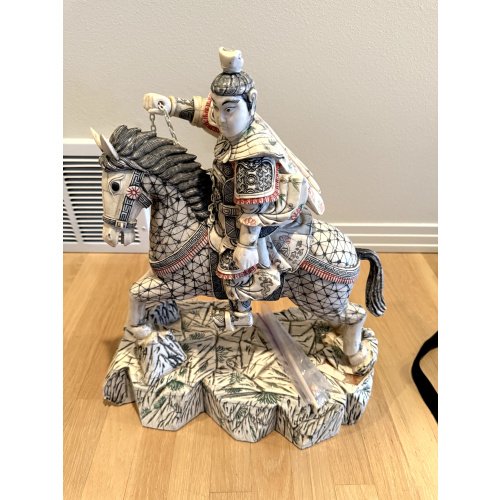 Bone Sculpture Warrior on Horse (needs some repair)