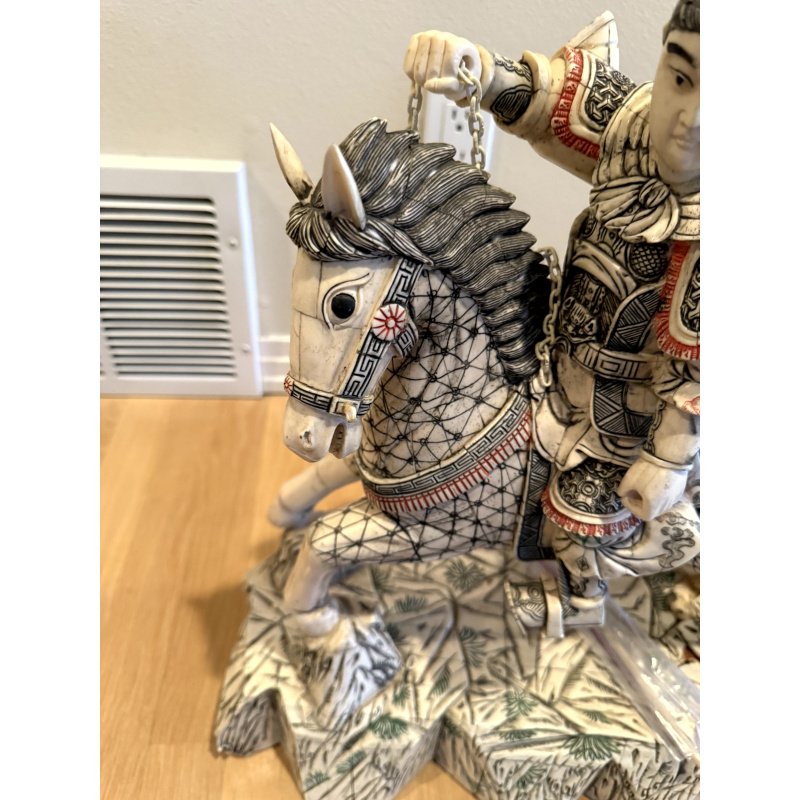 Bone Sculpture Warrior on Horse (needs some repair)