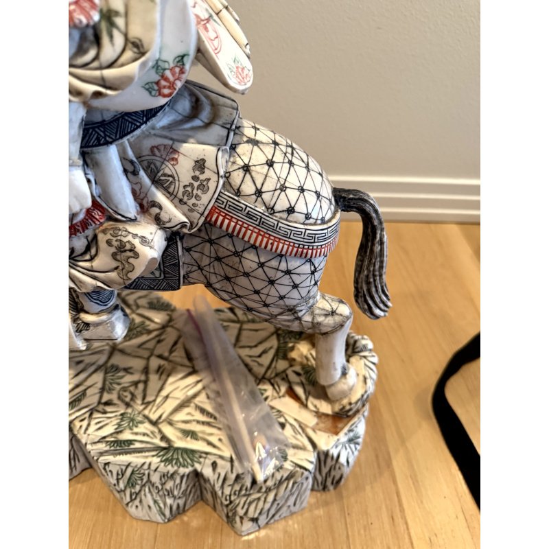 Bone Sculpture Warrior on Horse (needs some repair)