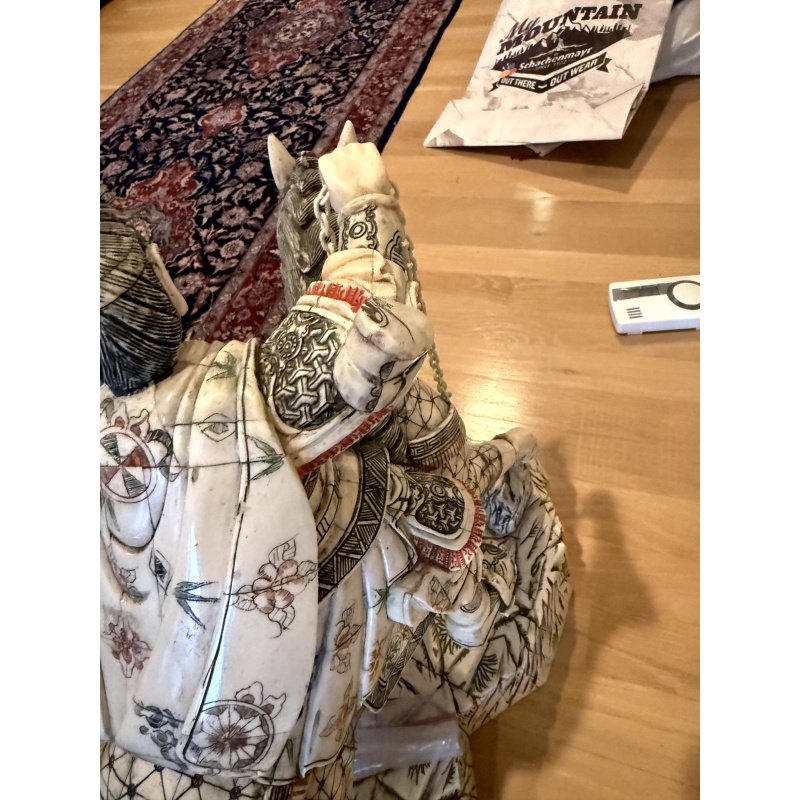 Bone Sculpture Warrior on Horse (needs some repair)