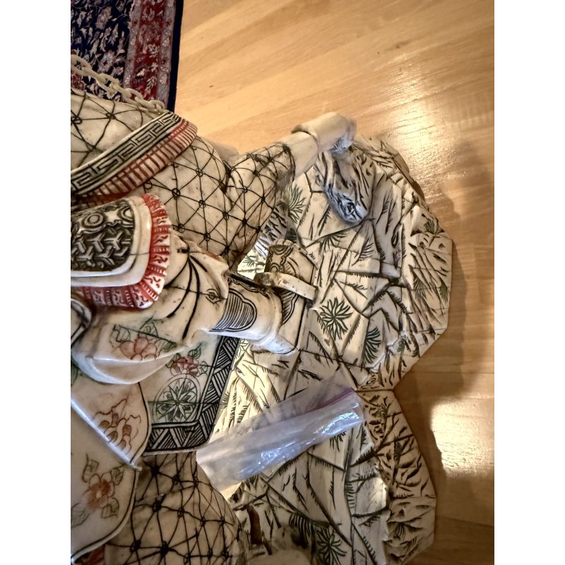 Bone Sculpture Warrior on Horse (needs some repair)