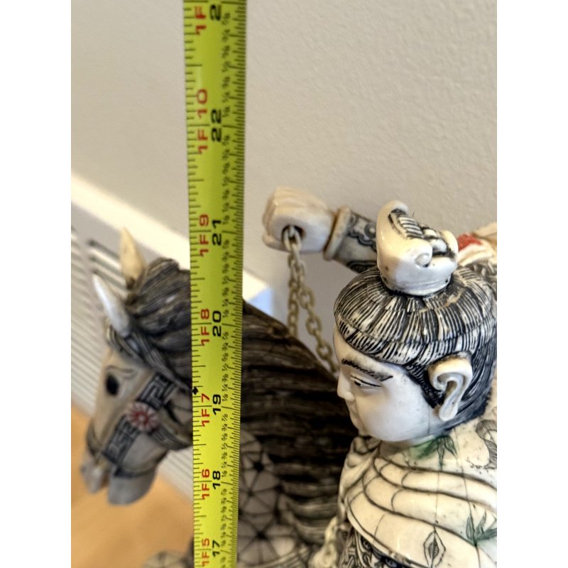 Bone Sculpture Warrior on Horse (needs some repair)