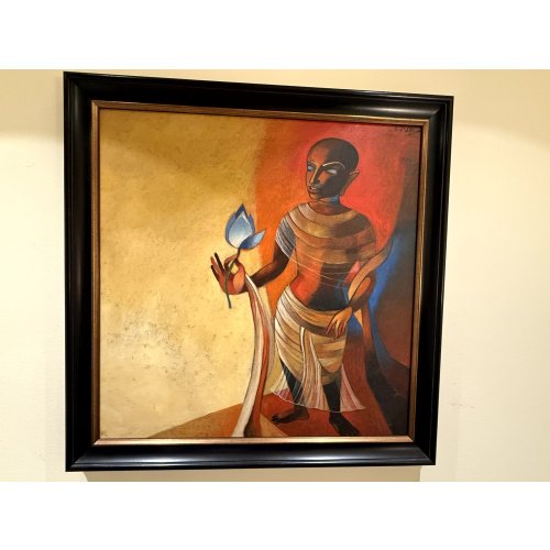 Nicely Framed Original African Art Painting Signed Viren