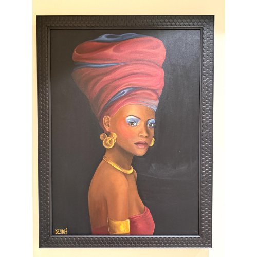 Large Nicely Framed African Original Art / Painting Signed Deziree
