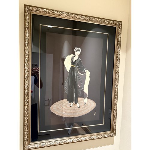 Erte Serigraph Winter in Paris with Foil Emboss Original 1990 - Nicely Framed