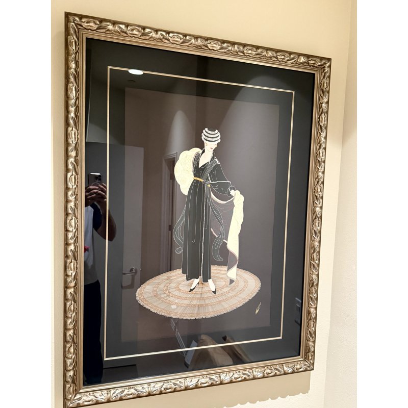 Erte Serigraph Winter in Paris with Foil Emboss Original 1990 - Nicely Framed