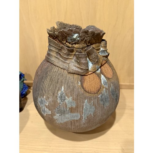 Brutalist Signed Art Pottery Vase / Pot - Large