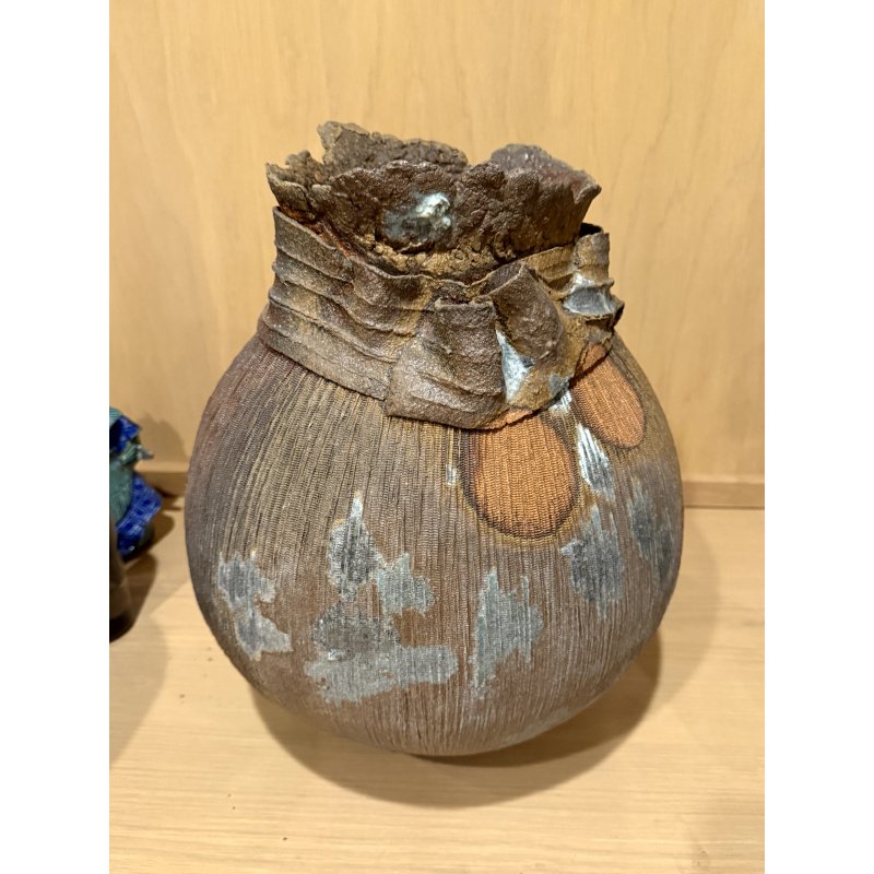 Brutalist Signed Art Pottery Vase / Pot - Large