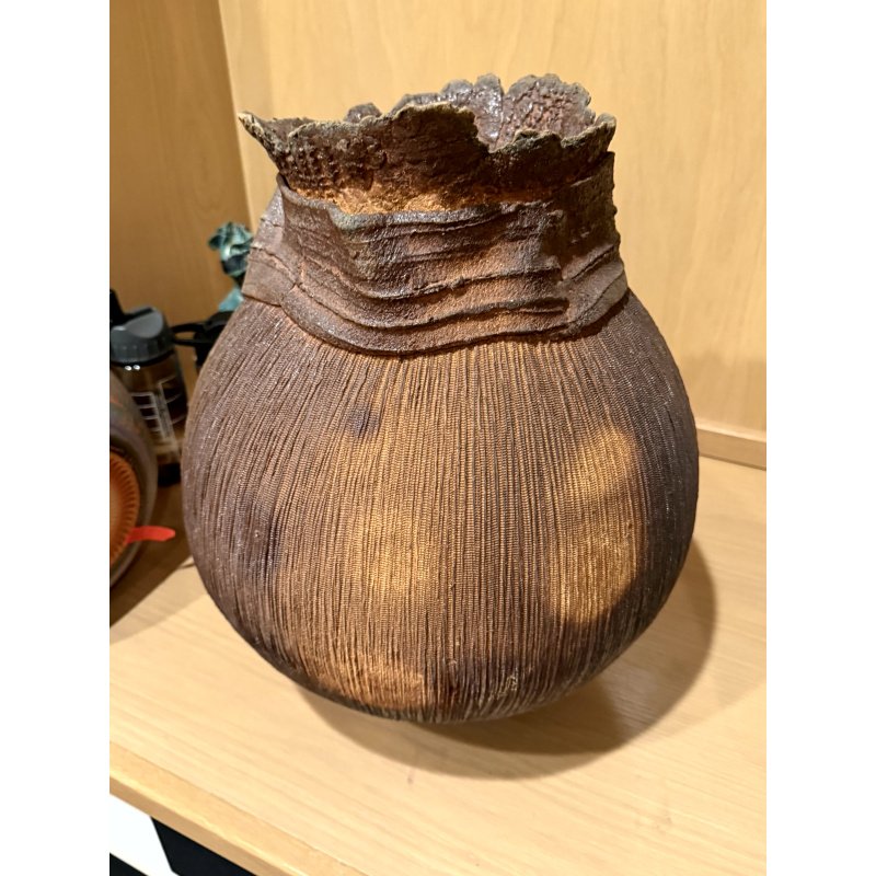 Brutalist Signed Art Pottery Vase / Pot - Large