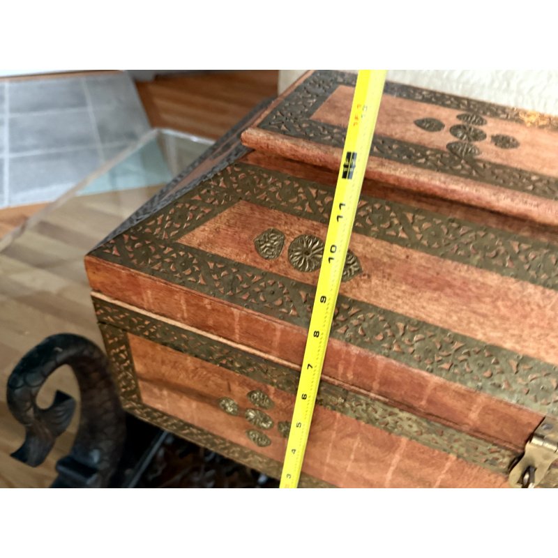 Indian Wood Storage Box with Metal Banding
