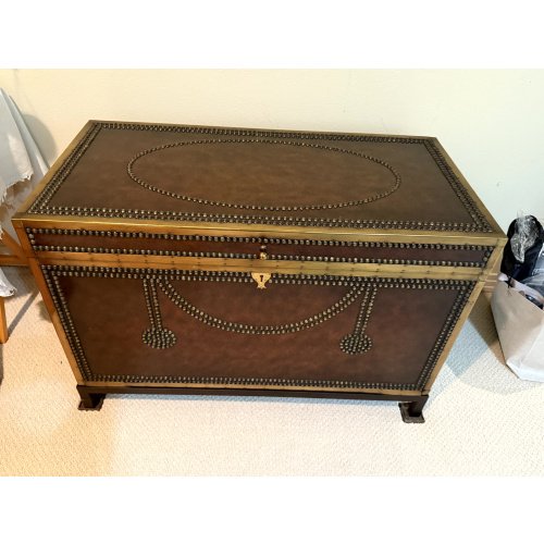 Maitland Smith Nail Head Embossed Chest on Metal Base