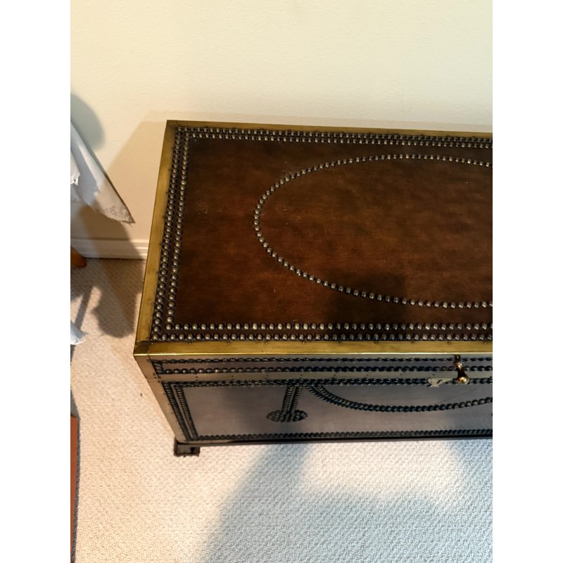 Maitland Smith Nail Head Embossed Chest on Metal Base
