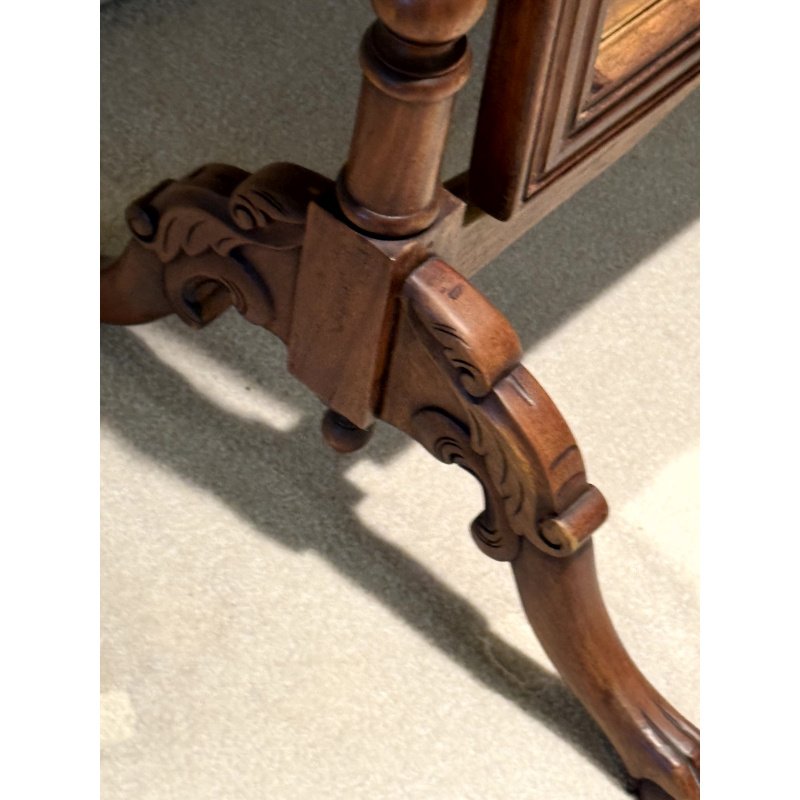 Antique Carved Wood Cheval Floor Standing Mirror