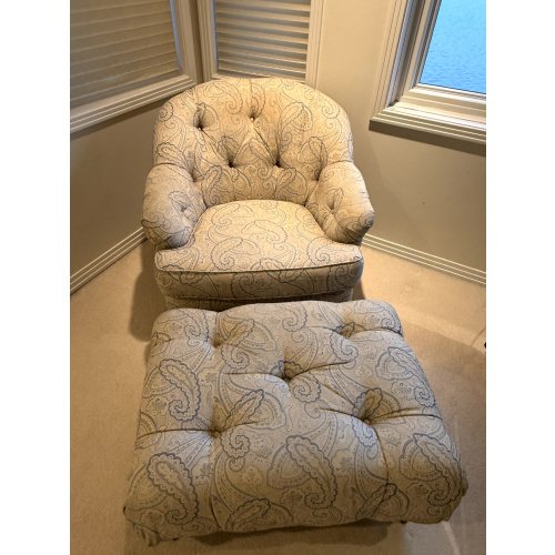 William Allen Upholstered Chair and Ottoman