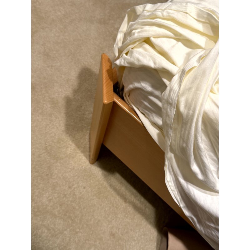 Modern Wood Bed, Nightstands, and Mattress