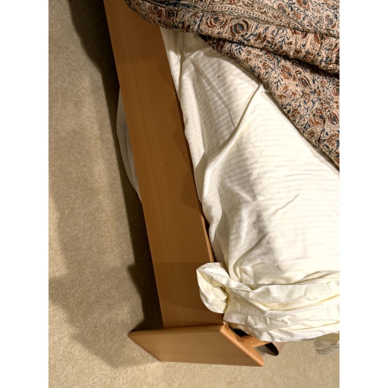 Modern Wood Bed, Nightstands, and Mattress