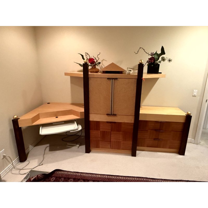 Custom Made Wood Cabinet and Desk in Tennis Theme