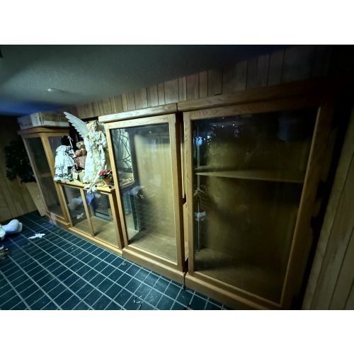 Customer Made Solid Oak Lighted Display Cabinets (9 Available)