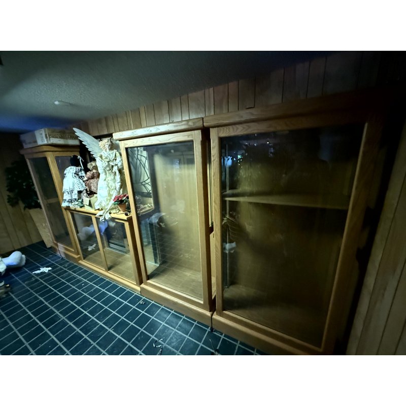 Customer Made Solid Oak Lighted Display Cabinets (9 Available)