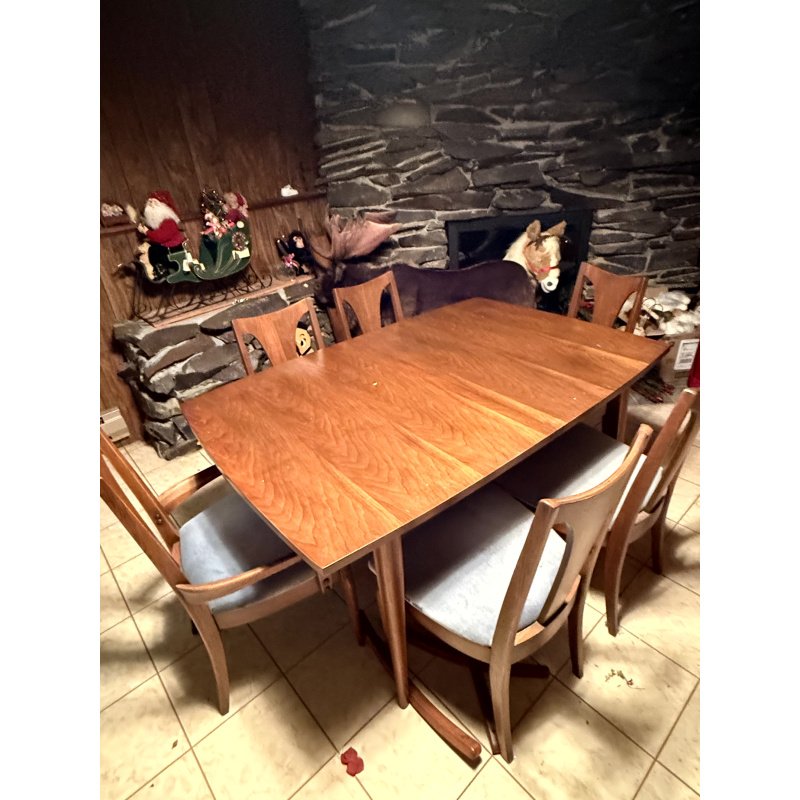 Broyhill Saga MCM Dining Table and Chairs with Leaf