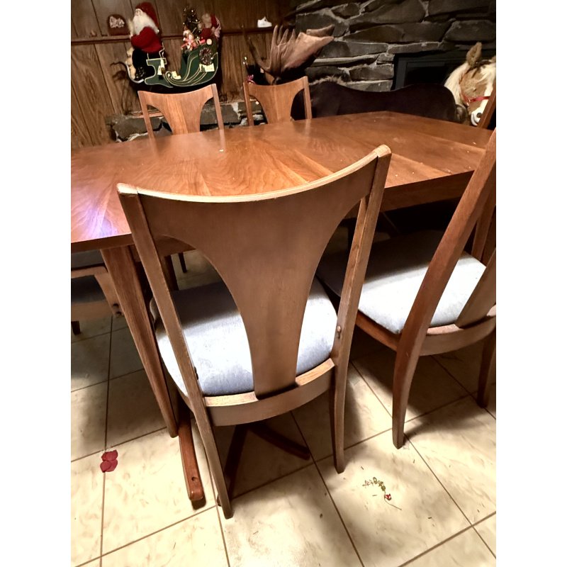 Broyhill Saga MCM Dining Table and Chairs with Leaf