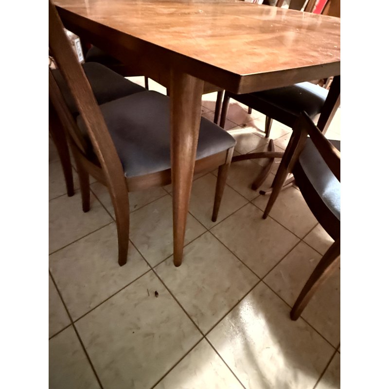 Broyhill Saga MCM Dining Table and Chairs with Leaf