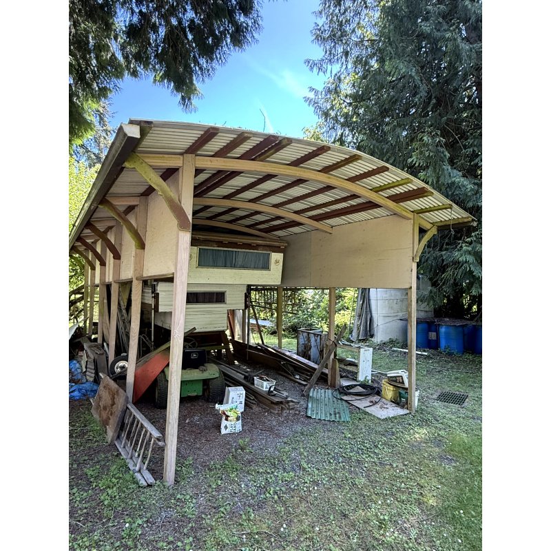 32' Car Port RV Storage Wood Structure Metal Roof
