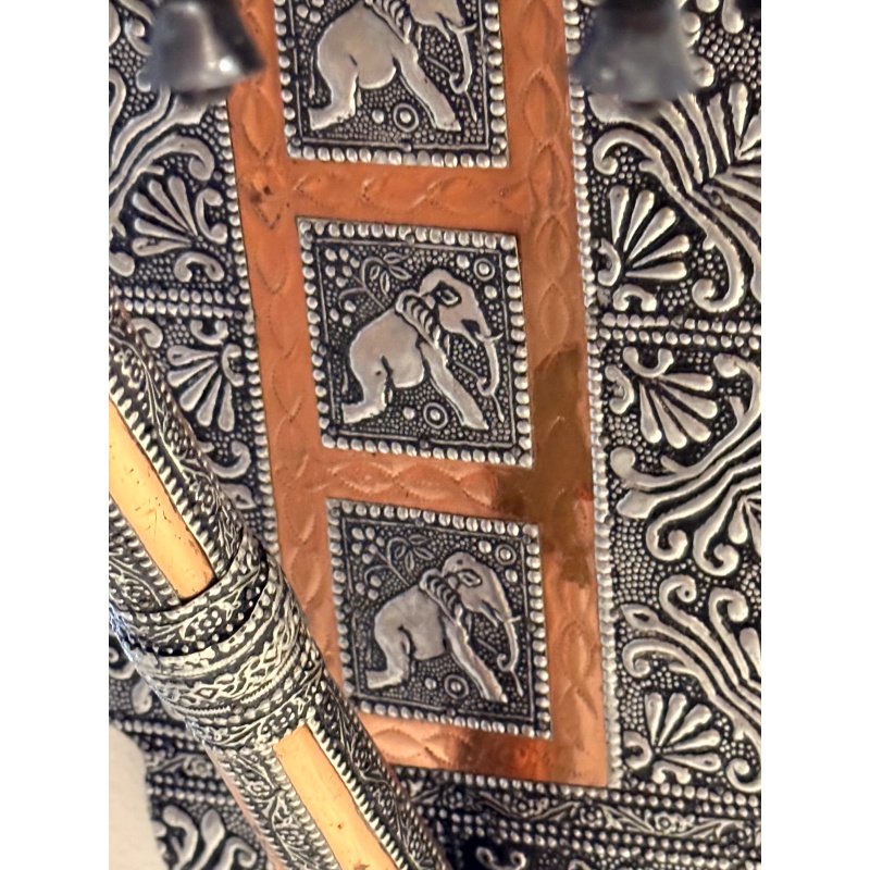 Embossed Metal Over Wood Indian Wall Shelf