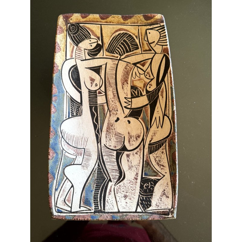 Signed Art Pottery Bowl Abstract Picasso Styel