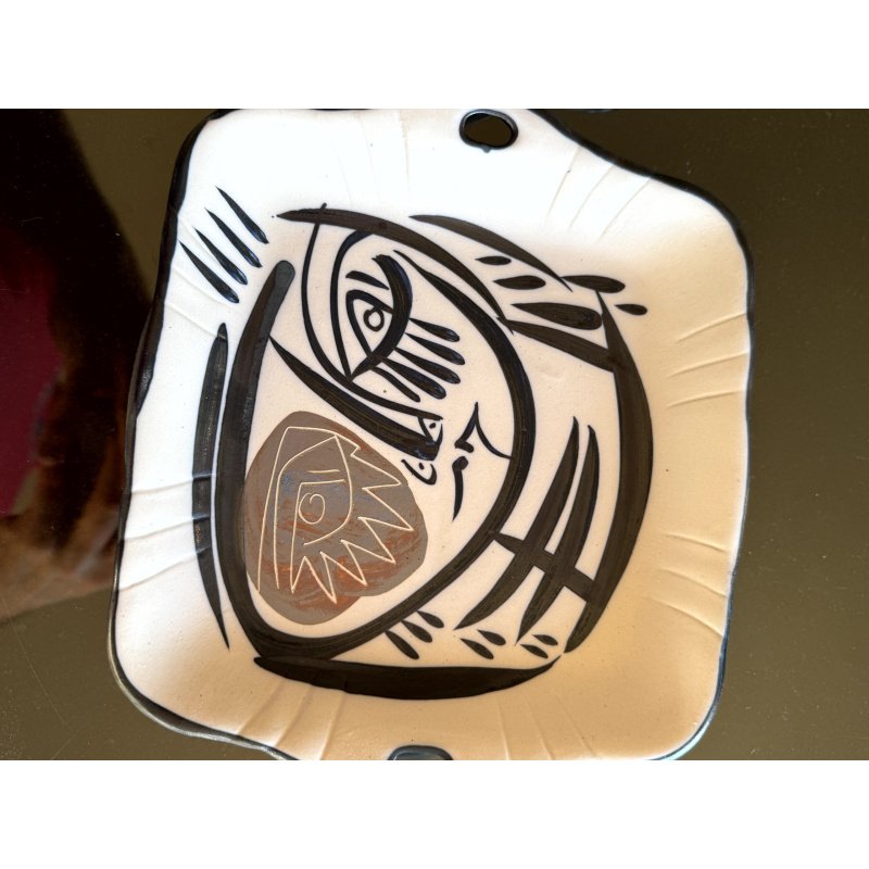 Pair of Cubist Decorated Art Pottery Plates