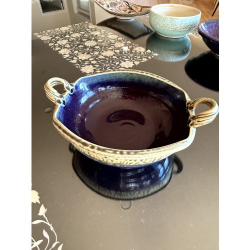 Pair of Cubist Decorated Art Pottery Plates