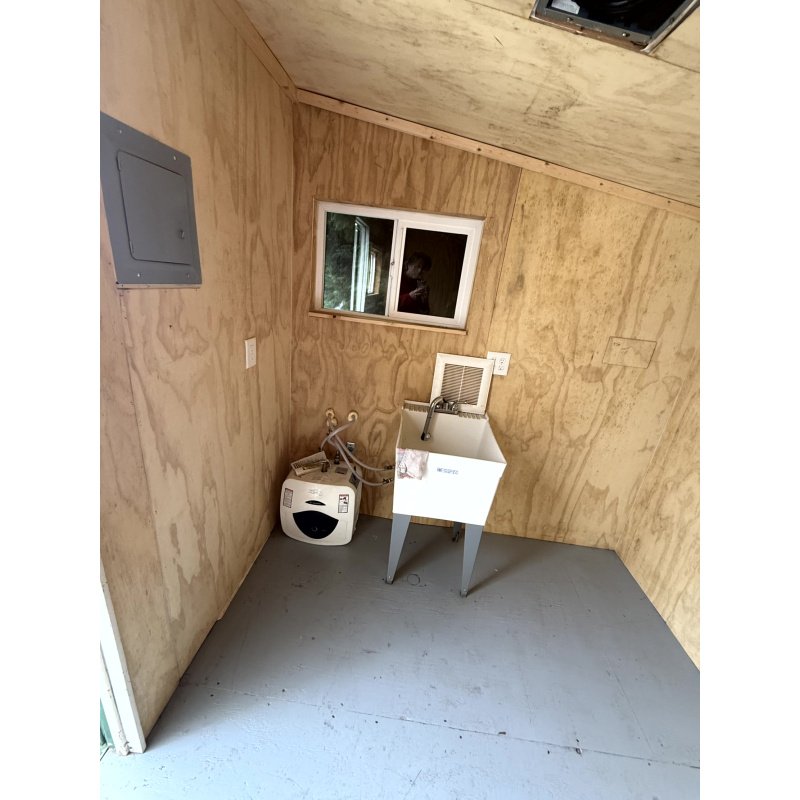 82.20 ft² Storage Shed Cabin, Wired, Sink + Plumbing Hookup, Hot Water Heater, Electric Space Heater, Wood Utility Shed