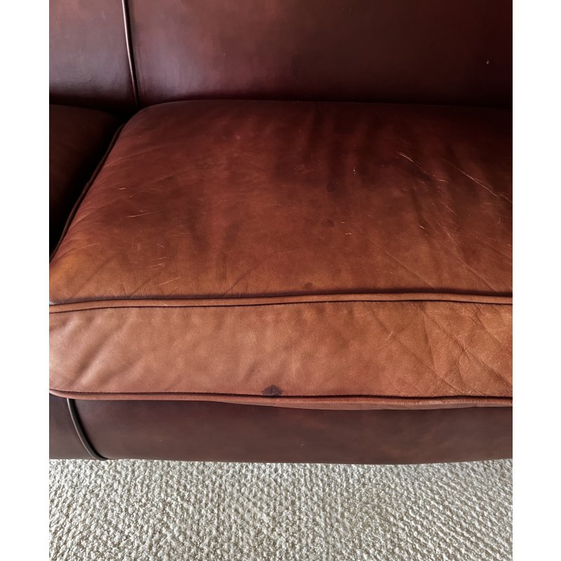 67.5” Genuine Italian Leather Sofa Montebello Collections with Lucca Merlot / Brown Leather