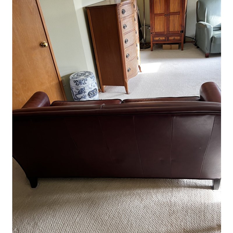 67.5” Genuine Italian Leather Sofa Montebello Collections with Lucca Merlot / Brown Leather