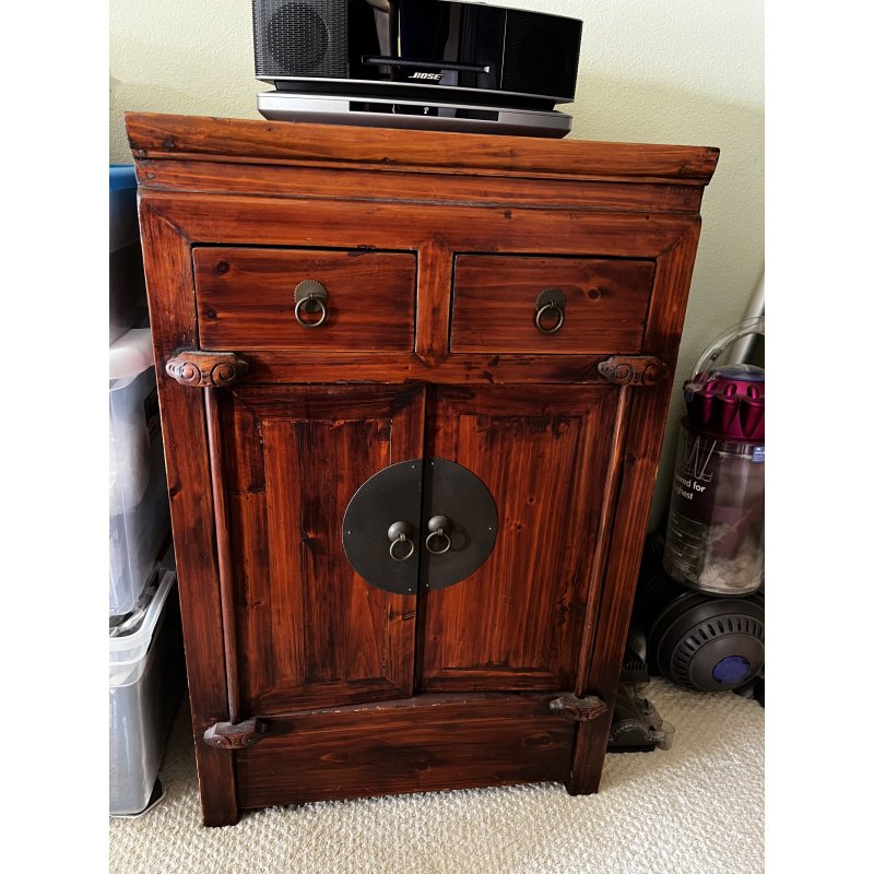Antique Chinese Red Lacquer Cabinet Wooden Asian Chinese Wedding Cabinet