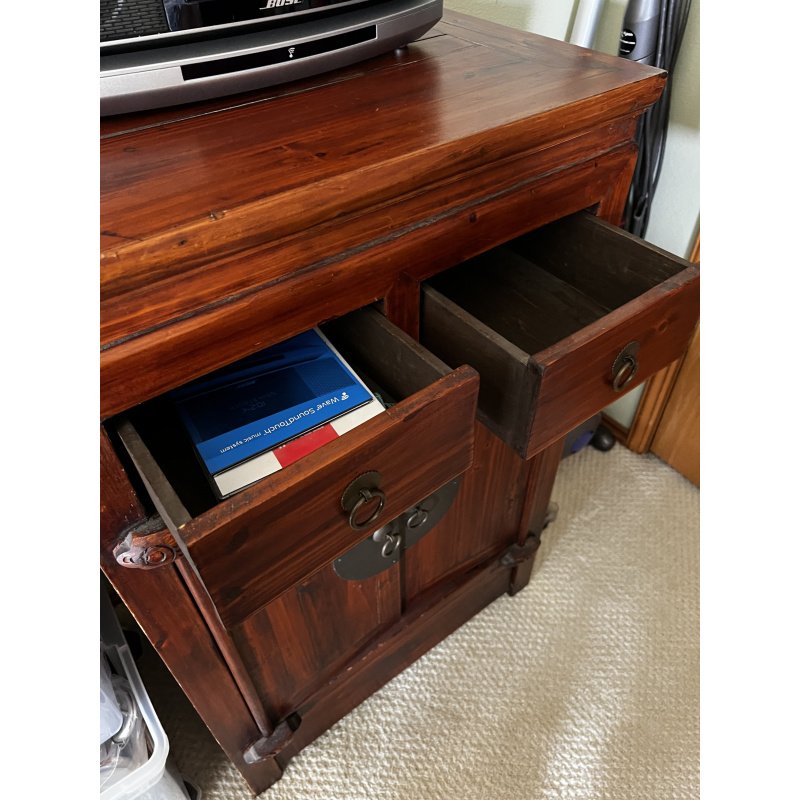 Antique Chinese Red Lacquer Cabinet Wooden Asian Chinese Wedding Cabinet